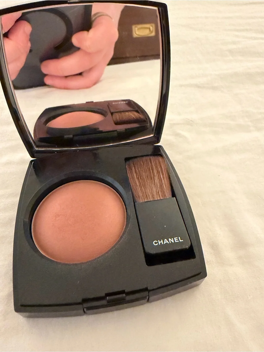 CHANEL Black Compact Powder Blush - Jersey (Peach Tone)